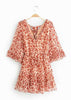 Vestido Floral Curto com Trançado nas Costas
