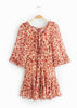 Vestido Floral Curto com Trançado nas Costas