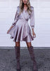 Vestido Envelope Transpassado Curto de Cetim
