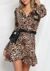 Vestido com Estampa de Onça Curto com Babado