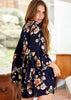 Vestido Solto Estampado Curto Manga Flare