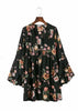 Vestido Solto Estampado Curto Manga Flare