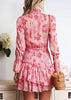 Vestido Estampado Gola Alta Soltinho com Manga