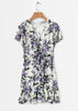 Vestido Manga Flare Curta Estampado com Babado