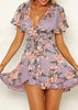 Vestido Manga Flare Curta Estampado com Babado