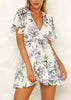 Vestido Manga Flare Curta Estampado com Babado