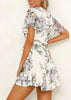 Vestido Manga Flare Curta Estampado com Babado