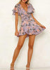 Vestido Manga Flare Curta Estampado com Babado