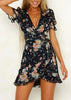 Vestido Curto Estampado com Babado na Barra
