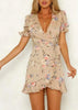 Vestido Curto Estampado com Babado na Barra