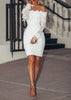 Vestido Renda Guipir Curto Ombro a Ombro com Franja