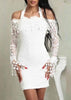 Vestido Renda Guipir Curto Ombro a Ombro com Franja