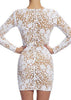 Vestido Curto de Renda Branco Manga Longa