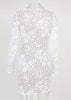 Vestido Curto de Renda Branco Manga Longa