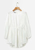 Vestido de Festa Branco Curto Rodado Manga Longa