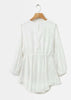 Vestido de Festa Branco Curto Rodado Manga Longa