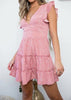 Vestido Curto Estampado com Babados