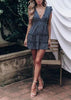 Vestido Curto Estampado com Babados