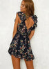 Vestido Curto Rodado Estampado com Babado