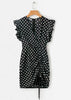 Vestido Curto Estampa Poá com Babado no Ombro