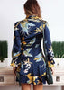 Vestido Estampado Transpassado Curto com Babado