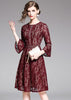 Vestido Marsala Curto Renda Manga Flare