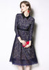 Vestido Evasê Midi Renda Gola Peter Estilo Ladylike