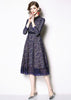 Vestido Evasê Midi Renda Gola Peter Estilo Ladylike