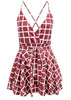 Vestido Curto Rodado Xadrez com Babado