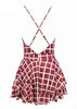 Vestido Curto Rodado Xadrez com Babado