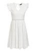 Vestido de Festa Branco Curto Rodado Com Babado na Manga