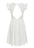 Vestido de Festa Branco Curto Rodado Com Babado na Manga