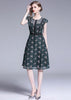 Vestido Evasê Midi Renda com Babados