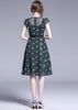 Vestido Evasê Midi Renda com Babados