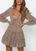Vestido Curto Rodado Estampado Manga Longa
