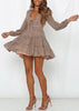 Vestido Curto Rodado Estampado Manga Longa