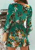 Vestido Justo Estampado Decotado com Babado na Barra