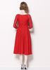 Vestido Renda Curto Vermelho Manga Longa