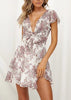 Vestido Curto Florido Rodado Decote Profundo