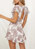 Vestido Curto Florido Rodado Decote Profundo