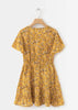 Vestido Curto Rodado Estampado Manga Flare