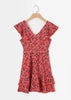 Vestido Curto Estampado Decote nas Costas com Babado