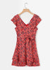 Vestido Curto Estampado Decote nas Costas com Babado
