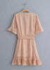 Vestido Transpassado Envelope Curto Estampado com Babado