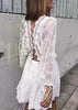 Vestido Renda Branco Curto com Trançado nas Costas