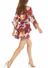 Vestido Ombro a Ombro Curto Estampado Manga Flare com Babado