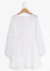 Vestido Curto Branco Manga Longa Amarração Decote
