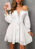 Vestido Branco Curto Rodado Ombro a Ombro com Trançado