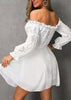 Vestido Branco Curto Rodado Ombro a Ombro com Trançado