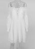 Vestido Branco Curto Rodado Ombro a Ombro com Trançado